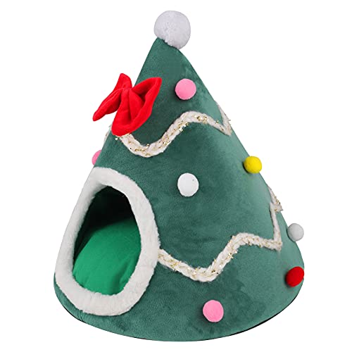 Lucky Monet Super Cute Christmas Tree Pet Bed Tent House Xmas Cat Dog Cave Bed Nest (Green, Small) #TOP2