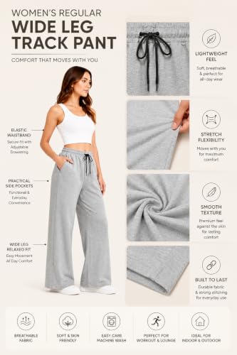 Image of Women's Cotton Wide Leg Track Pants | High Waist Palazzo Trousers with Elastic Drawstring