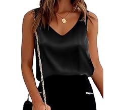 Ekouaer Womens Silk Satin Tank Tops V Neck Casual Cami Sleeveless Camisole Blouses Summer Basic Tank Shirt,XS-XXL