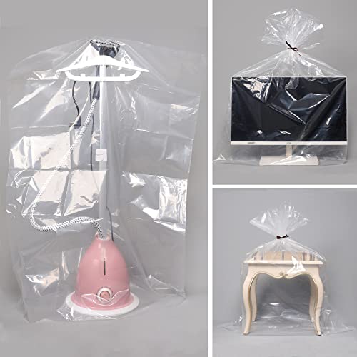 10 Pack 28*40 Inches 1.6 Mil Clear Plastic Storage Bags Giant Moving And Storage Bag For Blanket Clothes And Big Plush Toys Luggage, Suitcase, Comforter, Chair,Reusable(Include 10 Brown Ties,Flat) #TOP6