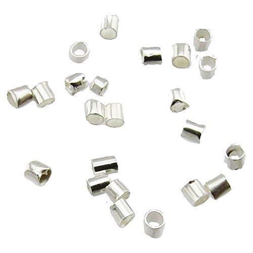 Bacabella 10216 Quetschröhrchen 1,5x1,3mm Loch 1,1mm Silber (100 Stück) Quetschperlen in Röhrchenform zum Fixieren von Perlen auf Draht Cover