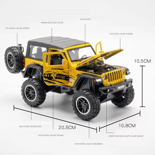 Image of Alokik Enterprise 1:20 Diecast Model Alloy Jeep Wrangler Rubicon 1941 Open Roof Metal Pull Back With 6 Openable Doors&Sound Light Auto Toy Car, Best Gift Toys For Kids Boys[Colors As Per Stock]
