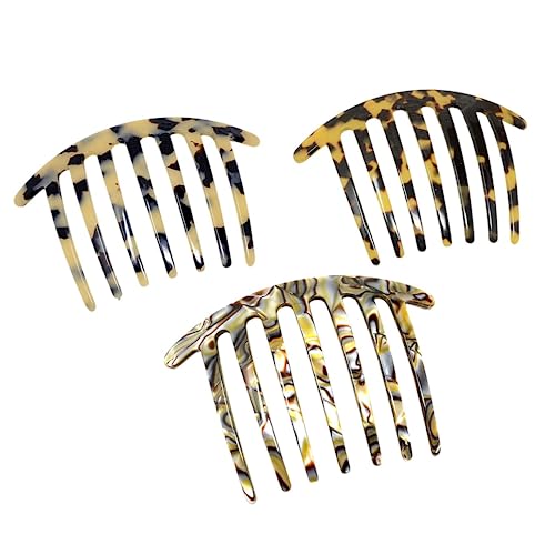 French Amie Curved Tokyo 4 Inch Large 7 Teeth Hair Side Combs Set of 3