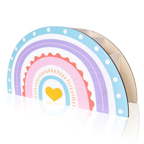 KYSUN Rainbow Pencil Holder Wooden Pen Holder Multifunctional Organiser Desk Tidy for Office Supplies Teacher Appreciation Gifts for Office School Home Supplies Makeup Brush - Image 2