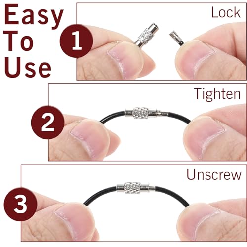Image of 120 Pack Wire Keychain Cable, 6 Inches Stainless Steel Wire Ring, 2mm Loops Cable Key Ring, Key Chain Rings, Coated Heavy Duty Luggage Tags Loops for Hanging Keyring Keys Tag Keepers Black