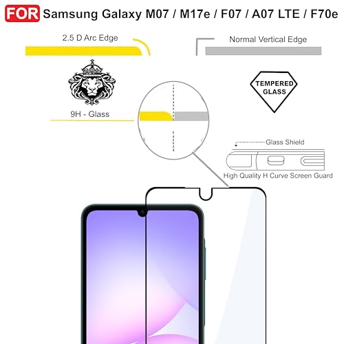 Image of CEDO Tempered Glass for Samsung Galaxy M07 / M17e / F07 / A07 LTE / F70e | Screen Protector Full HD Quality Tempered Glass Anti-Scratch Edge to Edge Coverage with Easy Installation Kit (Black)