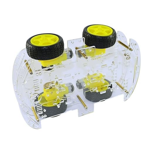 TESTIN ELECTRONICS 4 Wheel Drive (4WD) Smart Robot Bot with Chassis, BO Motor, Wheels, Clamps, Speed Encoder, Battery Box, Switch - DIY Robot Kit 3