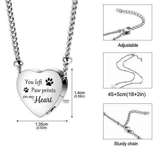 Xiuda Urn Necklace For Ashes With Paw Prints Heart Cremation Jewelry For Dog Ashes- You Left Paw Prints On My Heart #TOP1