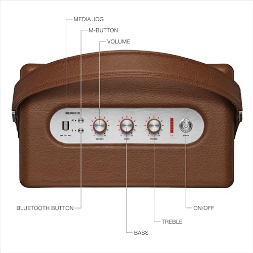 Image of Marshall Kilburn III Portable Bluetooth Speaker with 50+ Hours of Portable Playtime, (360 Sound), Dust & Water-Resistant (IP54) - Brown.
