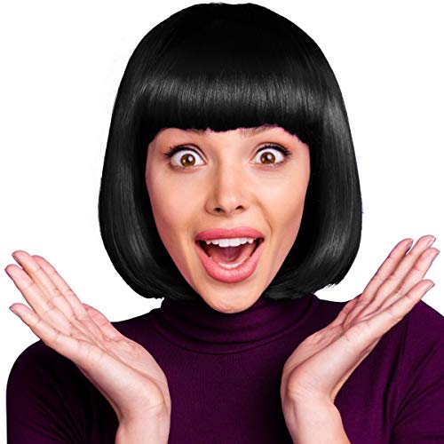 Bob Perruque Cabaret perruque Cheveux courts Charleston pour femmes, Homme et Enfants - Bob noir, Einheitsgröße