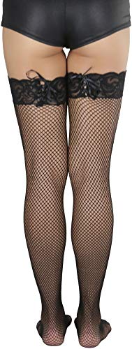 Image of ToBeInStyle Women's Spandex Double Weaves Thigh Hi With Lace Up Lace Top