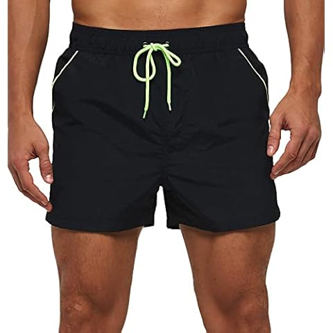Genfien Mens Swimming Shorts Waterproof Quick Dry Beach Shorts Surfing Shorts with Mesh Lining Surfing Shorts Boardshorts Black Cover