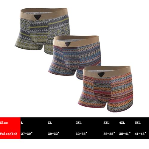 Men's Premium Cotton Boxer Briefs 3Pcs Men Retro Pattern Breathable Mesh Briefs Comfort Patchwork Seamless Underwear2