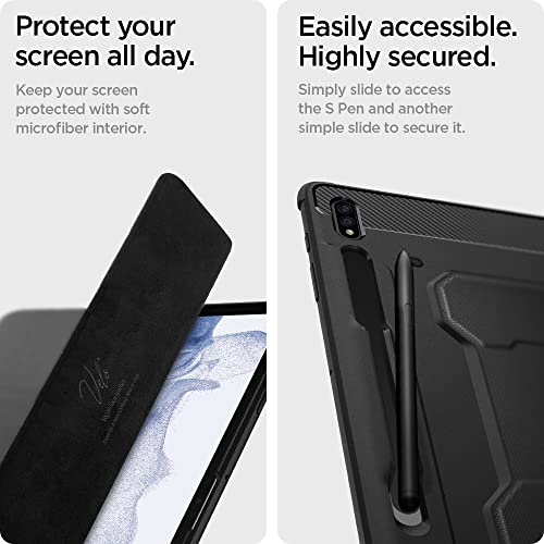 Spigen Rugged Armor Pro designed for Samsung Galaxy Tab S8 PLUS case cover (2022) / Galaxy Tab S7 Plus case (2020) with S Pen Holder - Black