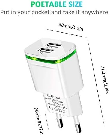 4-Pack European Plug Adapter, LUOATIP 2.1A Europe Dual USB Wall Charger Travel Power Adaptor for iPhone 13 12 11 XS Max XR X 8 7 6 6S Plus 5 5S 5C SE, Samsung Galaxy, Pad, LG, Android, Cell Phone