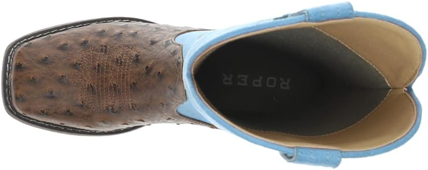 ROPER Womens Classic Ostrich Print Square Toe Casual Boots Mid Calf Low Heel 1-2" - Brown