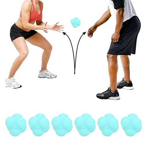 SALUTUYA Bola de treinamento hexagonal ágil 6,6 x 6,6 x 6,6 cm, esfera de silicone azul para atletas