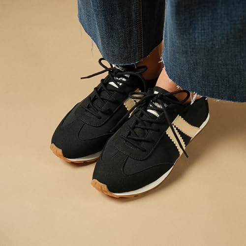 Image of Theater Fuji Casual Sneakers in Suede for Women | Stylish Flat Lace-Up Shoes | Lightweight Comfortable Footwear with Cushioned Insole