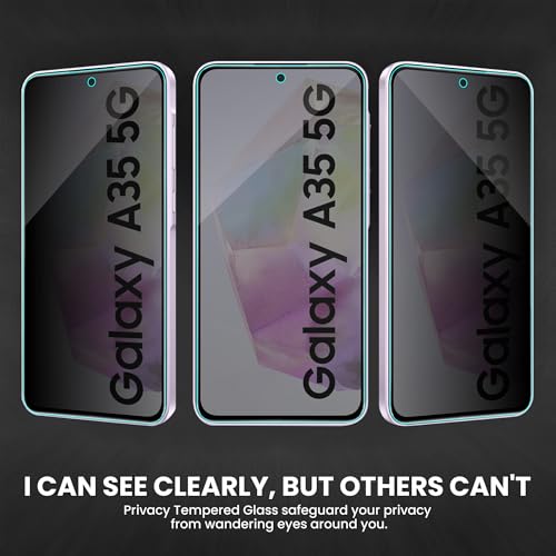 Image of FIRST MART Privacy Tempered Glass for Samsung Galaxy A35, Galaxy M35 & Samsung A55 with Cable Guard & Installation Kit | Anti-Spy 9H Screen Protector, Edge-to-Edge, Case-Friendly | Black