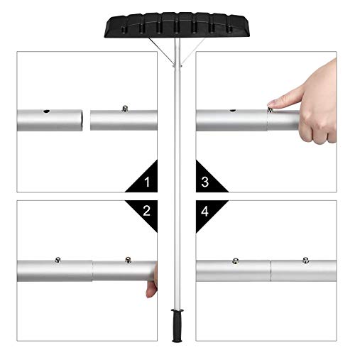 Huangxing - Extendable Snow Roof Rake With Anti Skid Soft Tpe Handle 5Ft 20Ft Lightweight Scratch Free Snow Rake With 25" Poly Wide Blade & 5 Section Tubes For Roof Vehicle Snow Wet Leaves Dribs #TOP5