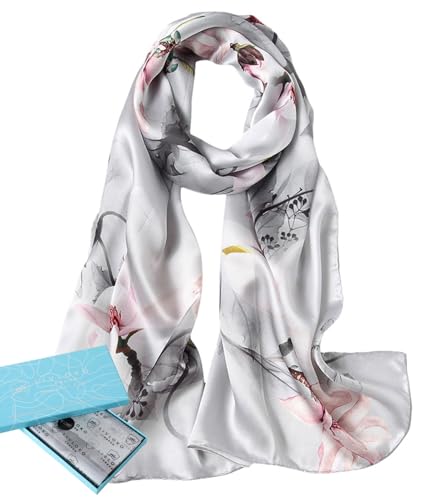 LIVLOKO LONDON Gift Box Women’s Silky Satin Scarf Large Lightweight Smooth Shawl Wrap for Hair, Head, Neck, Hijab