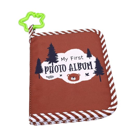 Asixxsix Álbum de fotos para bebé, 10 x 15 cm, 17 fotos, material suave, libro de recuerdos con gancho de seguridad y espejo, ideal para recién nacidos, bebés y baby shower.