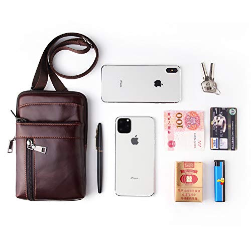 Bolsa de couro genuíno para smartphone, suporte de celular, capa flip para celular, carteira, mensag