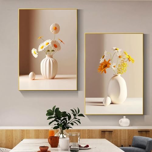 Art mural rétro classique avec vase à fleurs déco maison 80x110