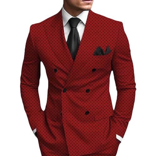 Stylish Solid Blazers for Men Business Casual Polka Dot Suit Jacket Banquet Versatile Slim Fit Sport Coat