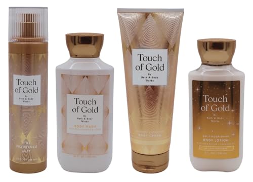 Bath and Body Works Touch of Gold 4 Piece Body Care Set - Mist Body Cream Lotion and Body Wash - Full Size