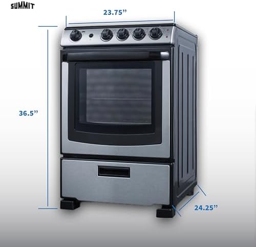 Summit 24 Electric Smooth Top Range, Large 2.9 cu.ft Oven, ADA Complaint, Stainless Steel- REX2451SSRT