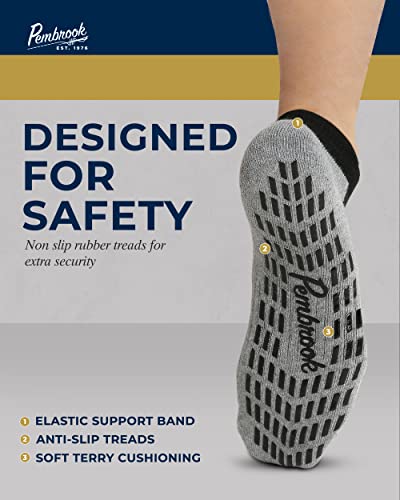 Non Skid Ankle Socks - (4 Pairs) - Anti Slip Socks for Barre Yoga Pilates Maternity Pregnancy Hospital Adults Men Women