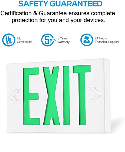 Exitlux 6 Pack Green Led Emergency Exit Lights With Battery Backup-Ul Listed 120V/227V Double Face- Exit Sign With Emergency Lights-Plug In Emergency Battery Lights #TOP4