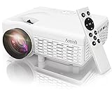 Mini Projector, Asnish Portable Bluetooth Projector Home Theater with 50000 Hrs LED Lamp Life, Full HD 1080P Supported , Compatible with TV Stick, Switch, Laptop, PS5,TF, USB, VGA, HDMI (White)