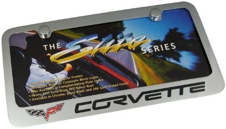 Chrome Metal Plate Frame Chevrolet Corvette C3 License Plate Frame - Chrome Plated Metal Engraved Bottom Frame Graphene Ceramic Coating
