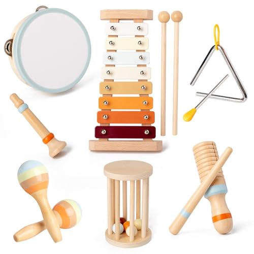 Ghbunuz 楽器 おもちゃ モンテッソーリ 音楽おもちゃ スーツ 木のおもちゃ 打楽器 1 2 3 4 5 歳誕生日プレゼント女の子 男の子 赤ちゃん 玩具 早期開発 指先の知育 クリスマスプレゼント 子供新年の贈り物