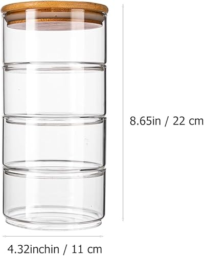 Miniatura 7 de Cabilock Tarros de almacenamiento de vidrio con tapas, recipientes de almacenamiento sellados de vidrio de borosilicato de 4 niveles, recipientes