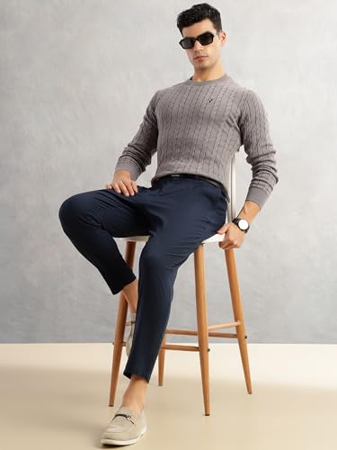 Image of Thomas Scott Men's | Regular Fit | Long Sleeves | Round Neck | Self Design | 100% Cotton | Knitted | Pullover | Sweater
