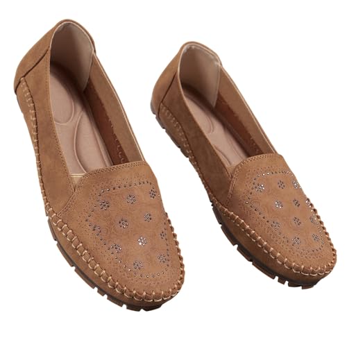 Mocassins souples femme à enfiler avec semelle amortissante pour la marche