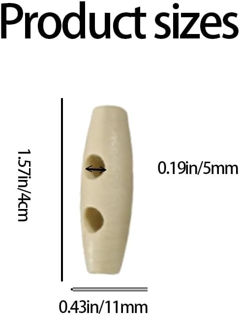 70Pcs Wooden Buttons,1.57 Inch2 Hole Oval Toggle Buttons for Clothes, Natural Horn Style Sewing Crafts Buttons for Coat Sweater DIY, 7 Colors