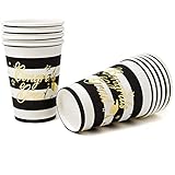 Gift Boutique 50 Graduation Party Cups 2018 9 Ounces Paper in Gold Foil Congrats Grad on Black Elegant Party Supplies Decorations