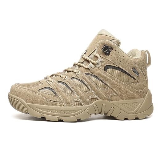 KINROCO Hommes Bottes Militaire Tactiques Basses Patrouille Bottes Patrouille Combat Désert Sécurité Chaussure Respirantes(Size:43 EU,Color:Sable)