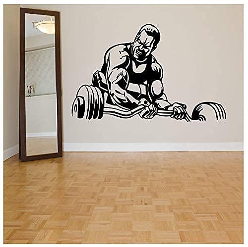 Calcomanías De Pared De Fitness Dormitorio Para Adolescentes Gimnasio Decoración De Interiores Culturismo Peso Muscular Puertas Y Ventanas Pegatinas De Vinilo Papel Tapiz De Arte 57X36Cm Cover