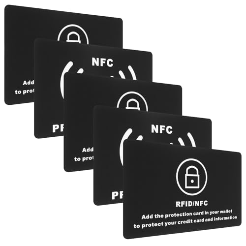 5 Pack RFID Blocking Card, Contactless NFC Debit Credit Card Protector NFC Blocking Cards Protecting Entire Wallet RFID Blocker for Passport Security No Batteries Required for Travel Work