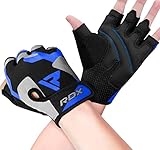 RDX Guantes Gimnasio Levantamiento de Pesas, Antideslizante Acolchado Agarre Protección, Respirable Fitness Gym Gloves para Powerlifting Musculación Culturismo Workout Entrenamiento, Hombre Mujere