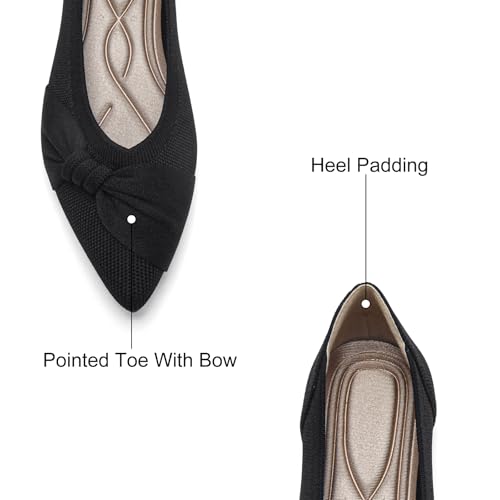 Image of HIULYCENCE Pointed Toe Flats for Women Ballet Flats | Comfortable Dressy Knit Lightweight Casual for Work Office Womens Flats