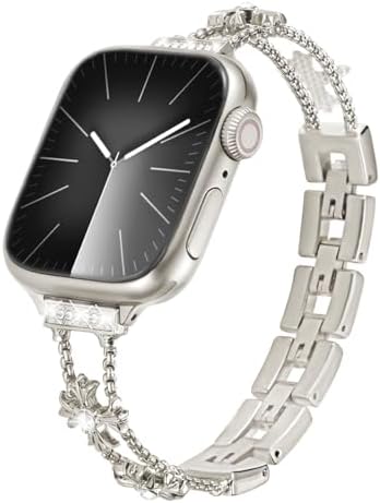 Starlight Diamond Watch Bands for Women Compatible with Apple Watch 38mm 40mm 41mm 42mm (S10/11) Cute Sparkle Cross Design Elegant Metal Bracelet for iWatch Series 11/10/9/8/7/6/5/4/SE 3/2/1