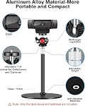 Webcam Stand for Desk, with 360° Ballhead, Heavy Base Height Adjustable Webcam Tripod for Logitech Webcam C922 C930e C920 C615 C960 C920x BRIO 4K NexiGo N60, Phone Mount, Gopro with 1/4" Thread