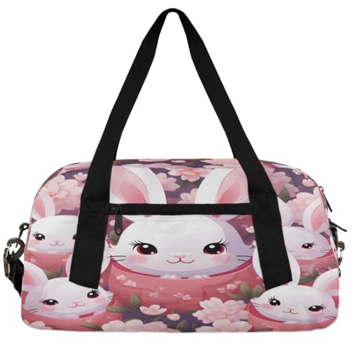 Cute Bunny Doodle Kids Duffle Bag Boys Girls Small Sport Dance Gym Bag for Overnight Travel Weekender Carry On