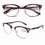 DOOViC Blaulichtfilter Computer Lesebrille 3,0 - Rund/Schildkröte Metall Halbrahmen Computebrille mit Sestärke für Herren/Damen